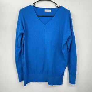 Zenana Women's V-Neck Pullover Tunic  Sweater Blue‎ Size S/M